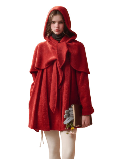 Little Red Hood Winter Knit Cape