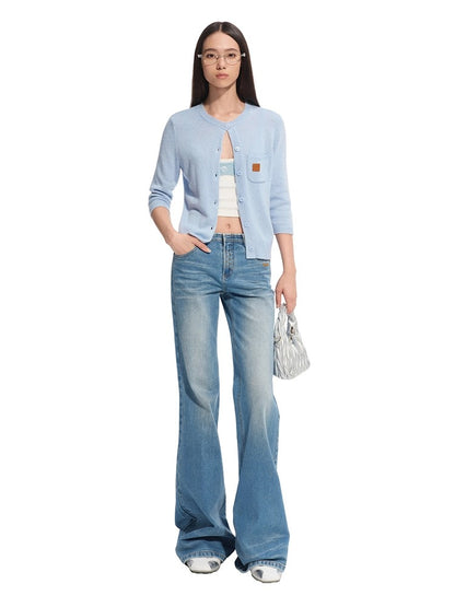 Cashmere Round Neck Regular Shoulder Cardigan - CHINASQUAD