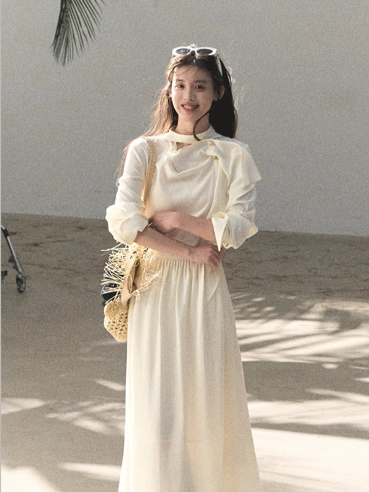 Ribbon Waist-Cinched Maxi Dress