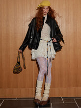 Ruffled Hem Floral Lace Mock Neck Blouse - CHINASQUAD