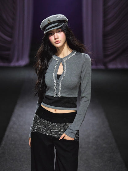 Embellished Knit Cardigan &amp; Camisole Set