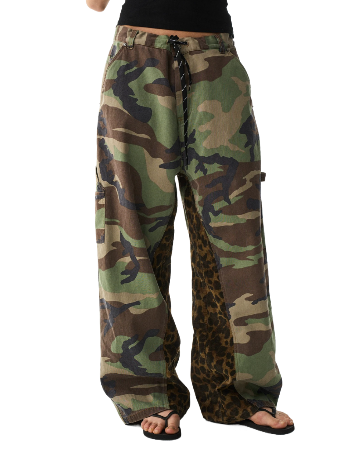 Camo Leopard Patchwork Workwear Pants