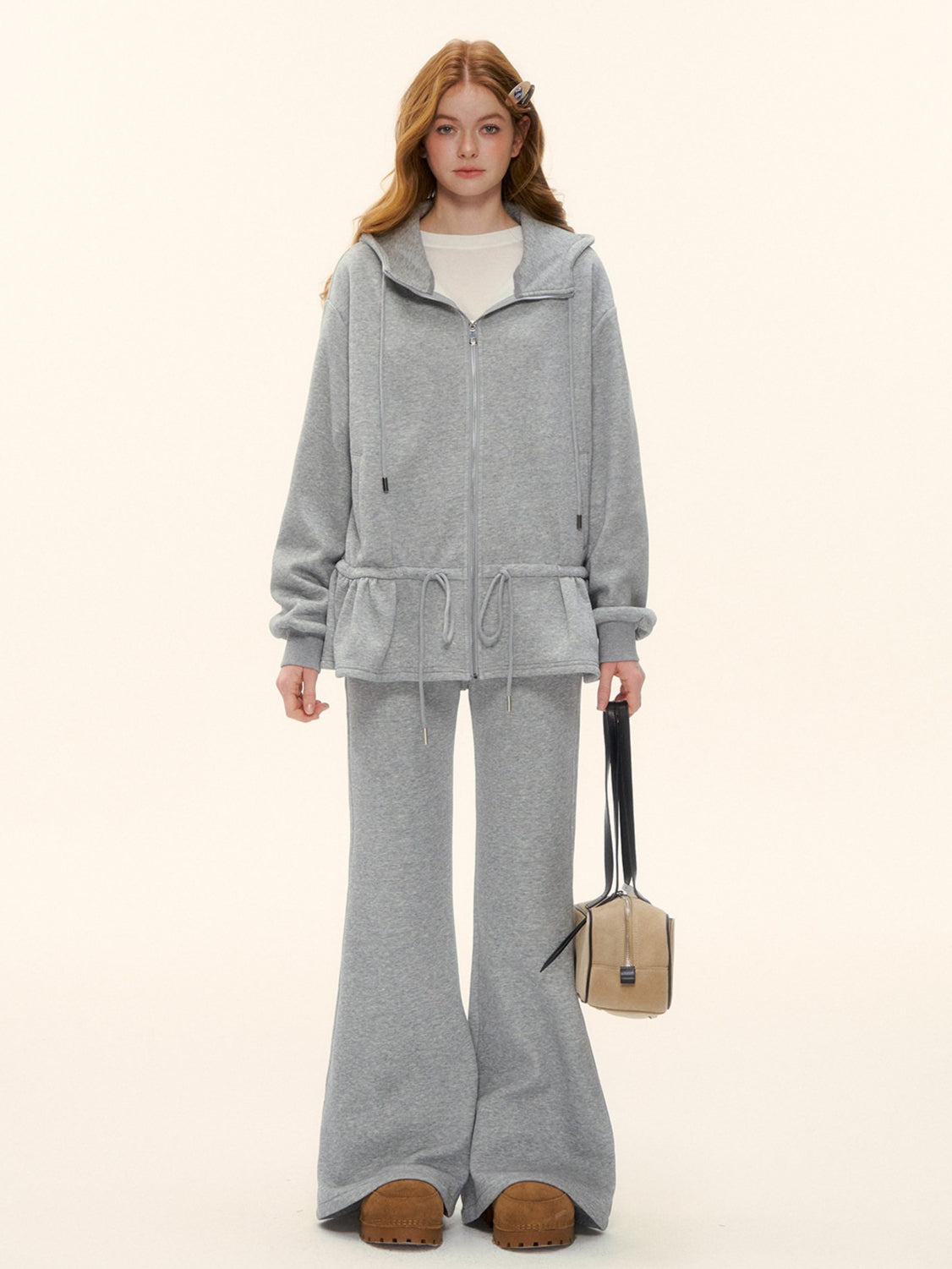 Sculpted Drawstring Cocoon Fleece Hoodie Jacket