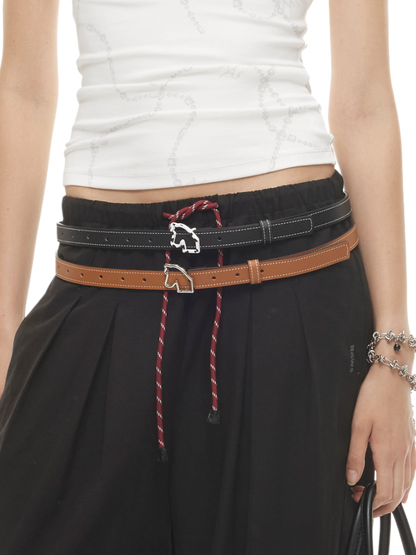 Montaigne Horseshoe Buckle Leather Belt