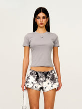 Waist-Cinching Embroidered Round-Neck T-Shirt - CHINASQUAD