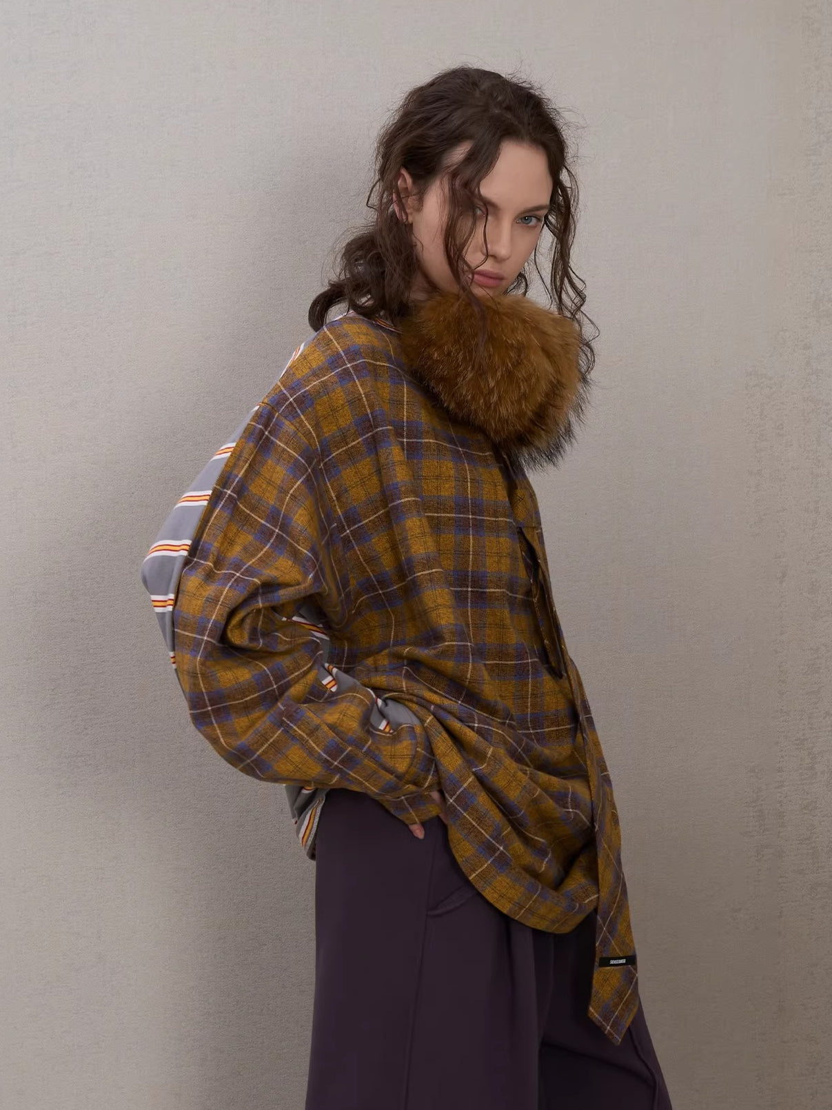 Adjustable Two-Way Contrast Plaid Tie