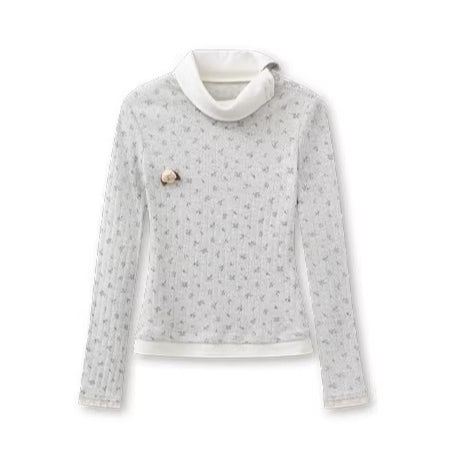 Knit Polo-Collar Long Sleeve T-Shirt