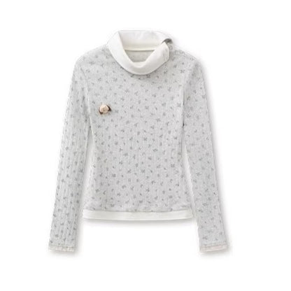 Knit Polo-Collar Long Sleeve T-Shirt