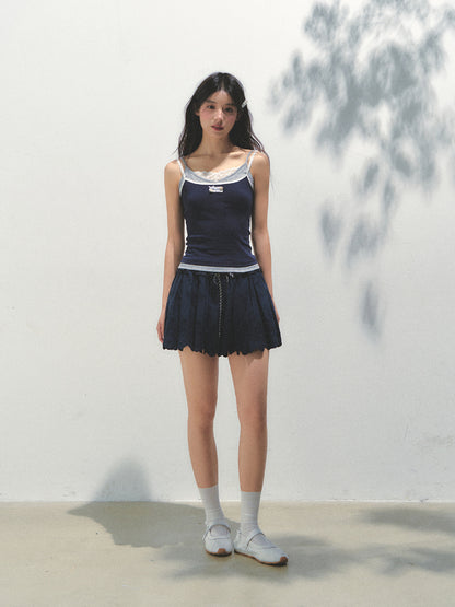 Fake Three-piece Lace Shell Logo Camisole T-shirt - CHINASQUAD