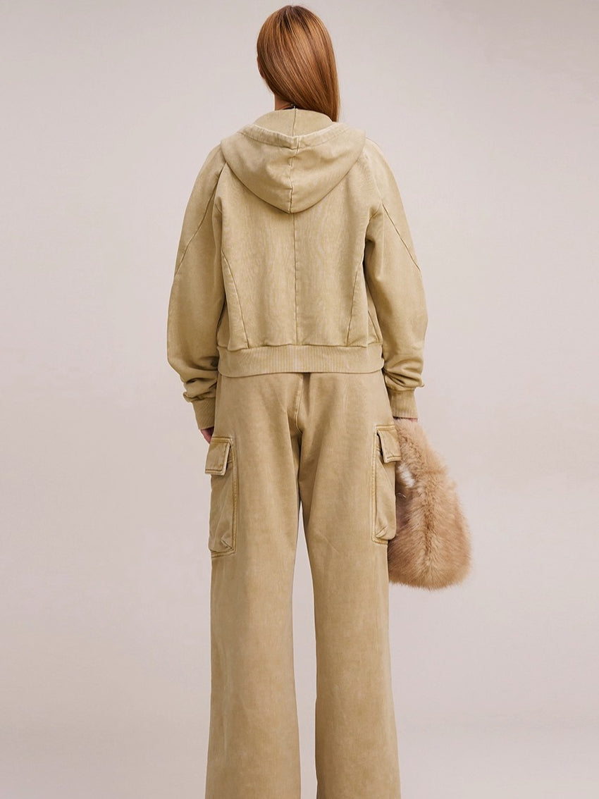 Wild Vintage Zip-up Cropped Hoodie