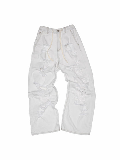 Embroidered Low-Waist Ripped Jeans