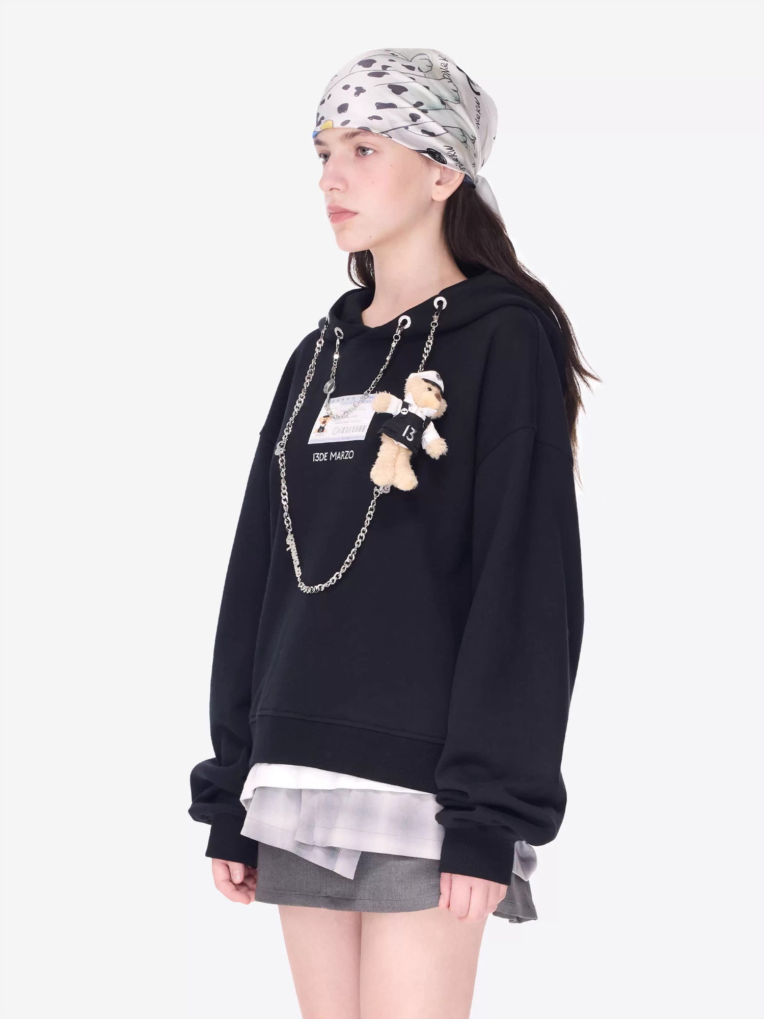 Sheriff Chain Detail Layered Hoodie