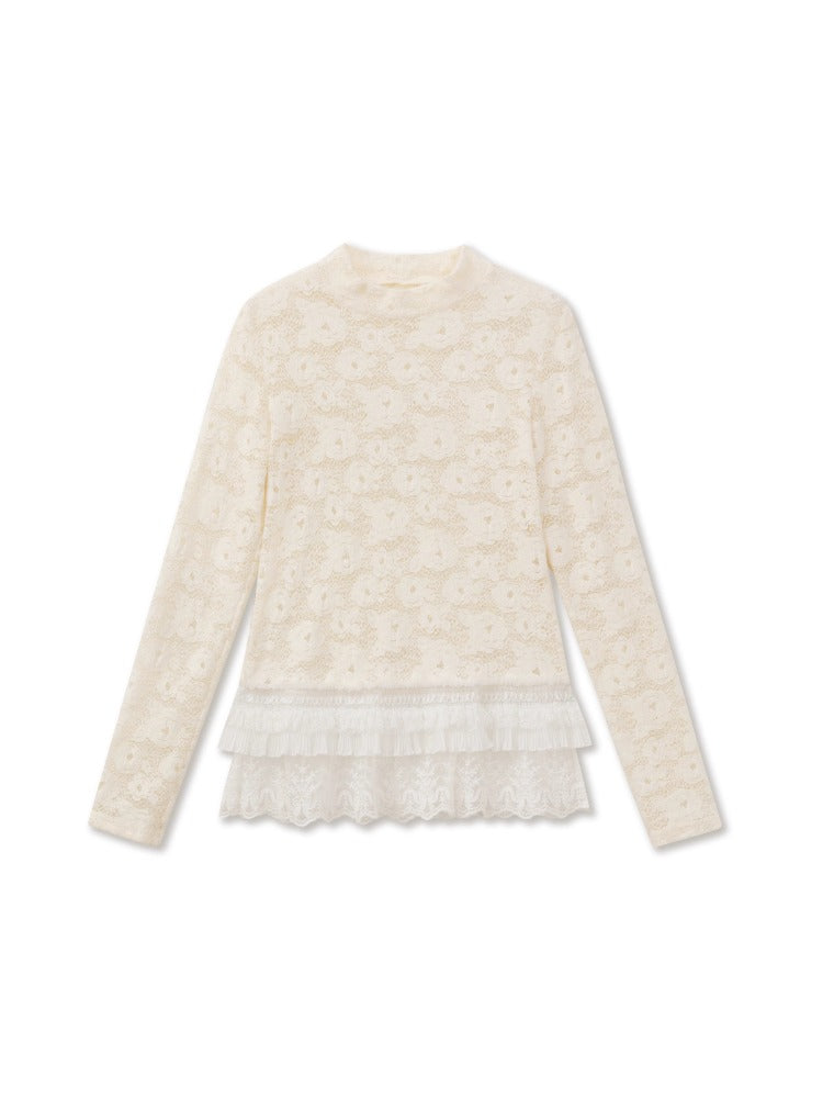 Beige Lace Base Layer Top