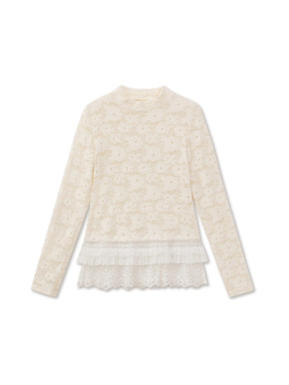 Beige Lace Base Layer Top