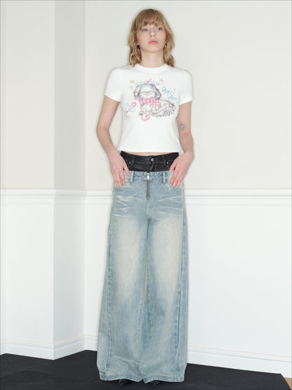 Vintage Dual Waistband Straight-Leg Jeans