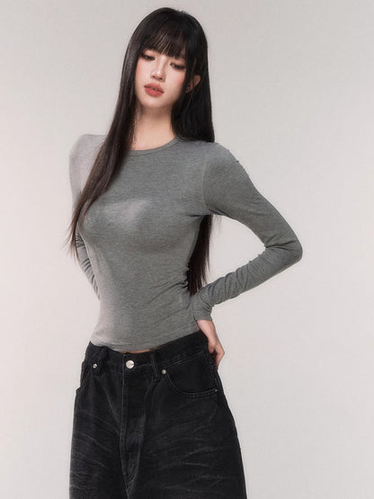 Waist-Cinching Long-Sleeve Crewneck Base Tee