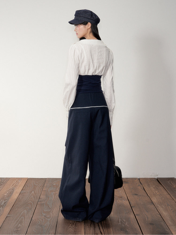 Navy Color-Blocking Shirt &amp; Pants Set - CHINASQUAD