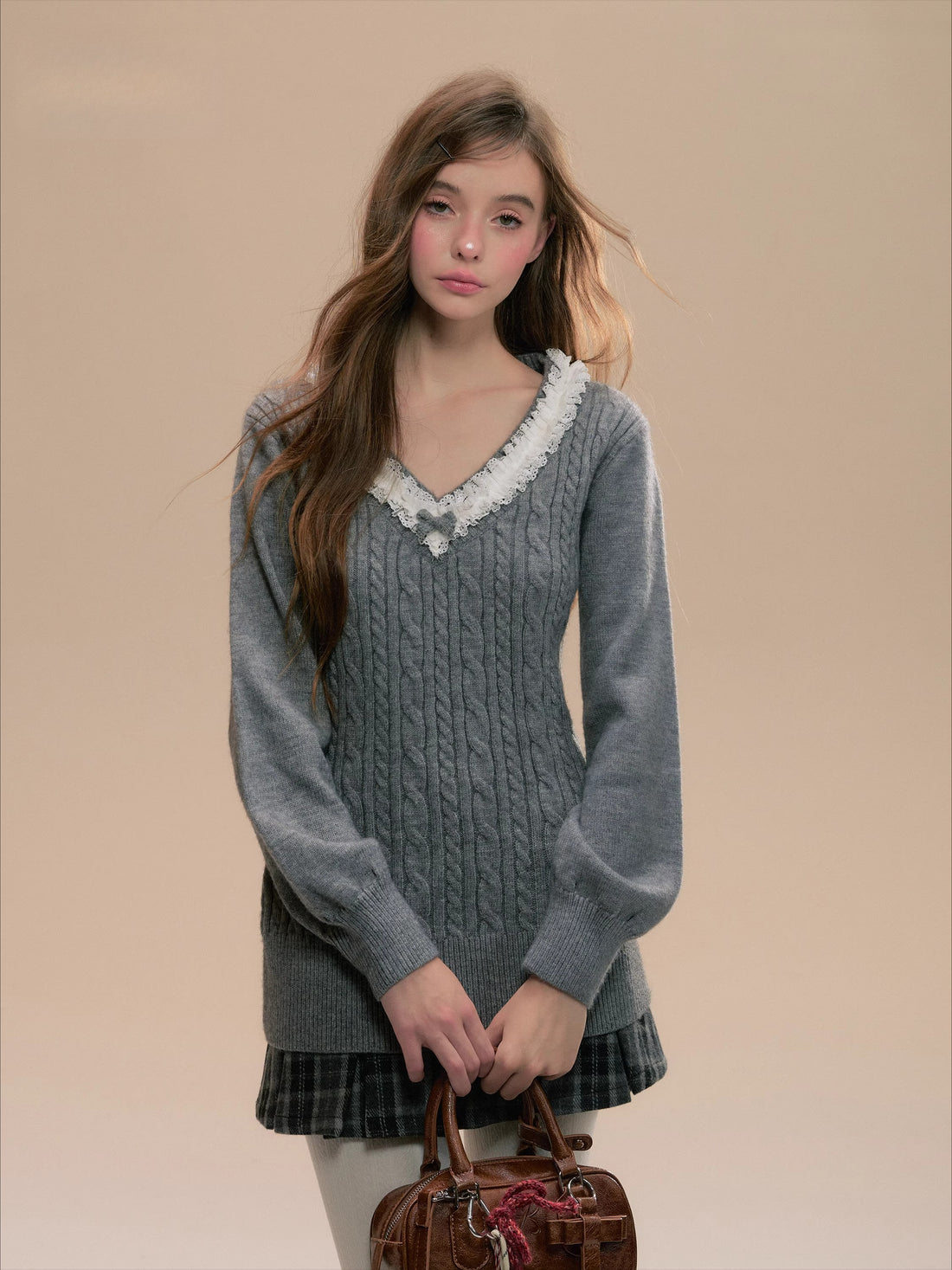 Gray V-Neck Sweater