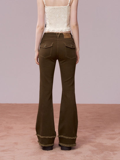 Washed Vintage-Style Loose Denim Pants