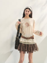 Lace Panel Animal Print Long-Sleeve Tee - CHINASQUAD