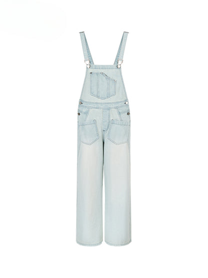 Washed Light Blue Denim Overalls - CHINASQUAD