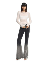 Twill Washed V-Waist Stretch Micro-flare Pants - CHINASQUAD