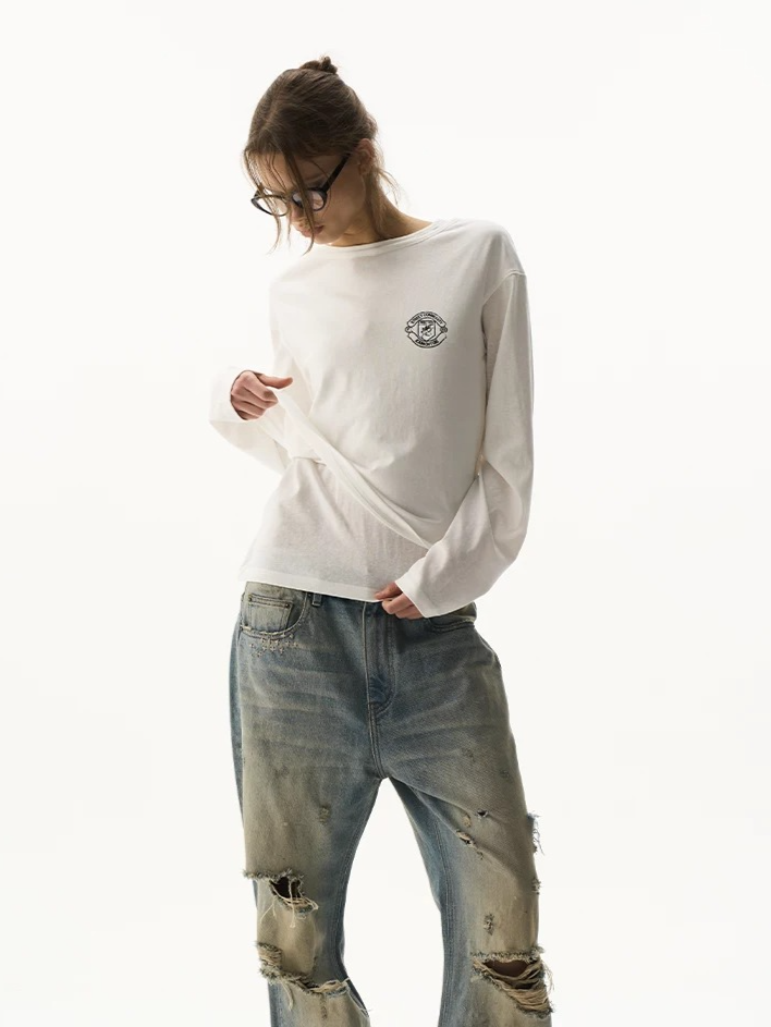 Layered Effect Basic Long Sleeve T-Shirt