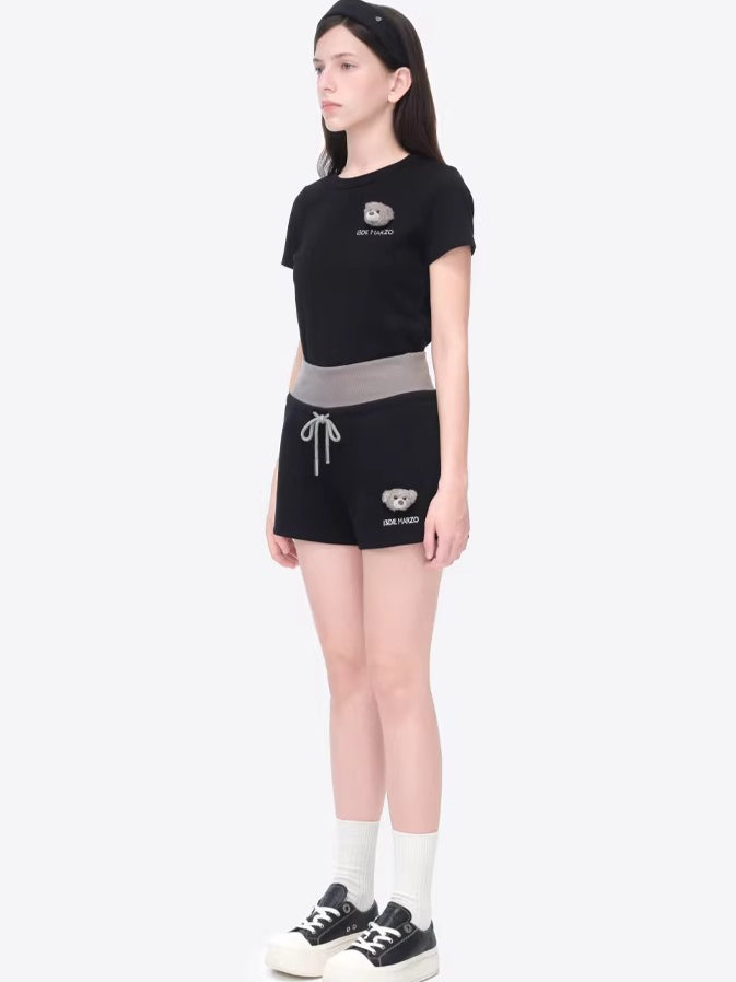 Double Waistband Panel Sport Shorts