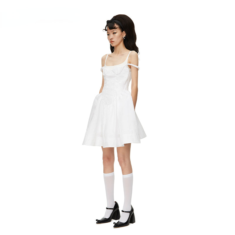 Black &amp; White &quot;double-layer Shoulder Straps Mini Dress - CHINASQUAD