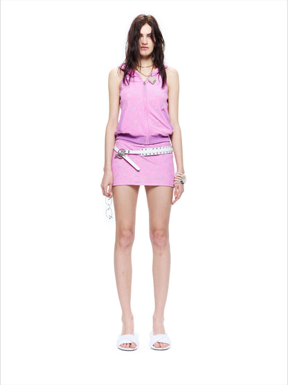 Punk Crystal-Embellished Terry Two-Piece Set
