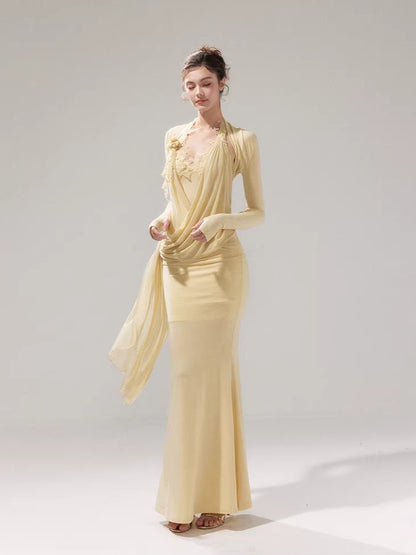 Knit Mesh Top Camisole &amp; Maxi Skirt Set