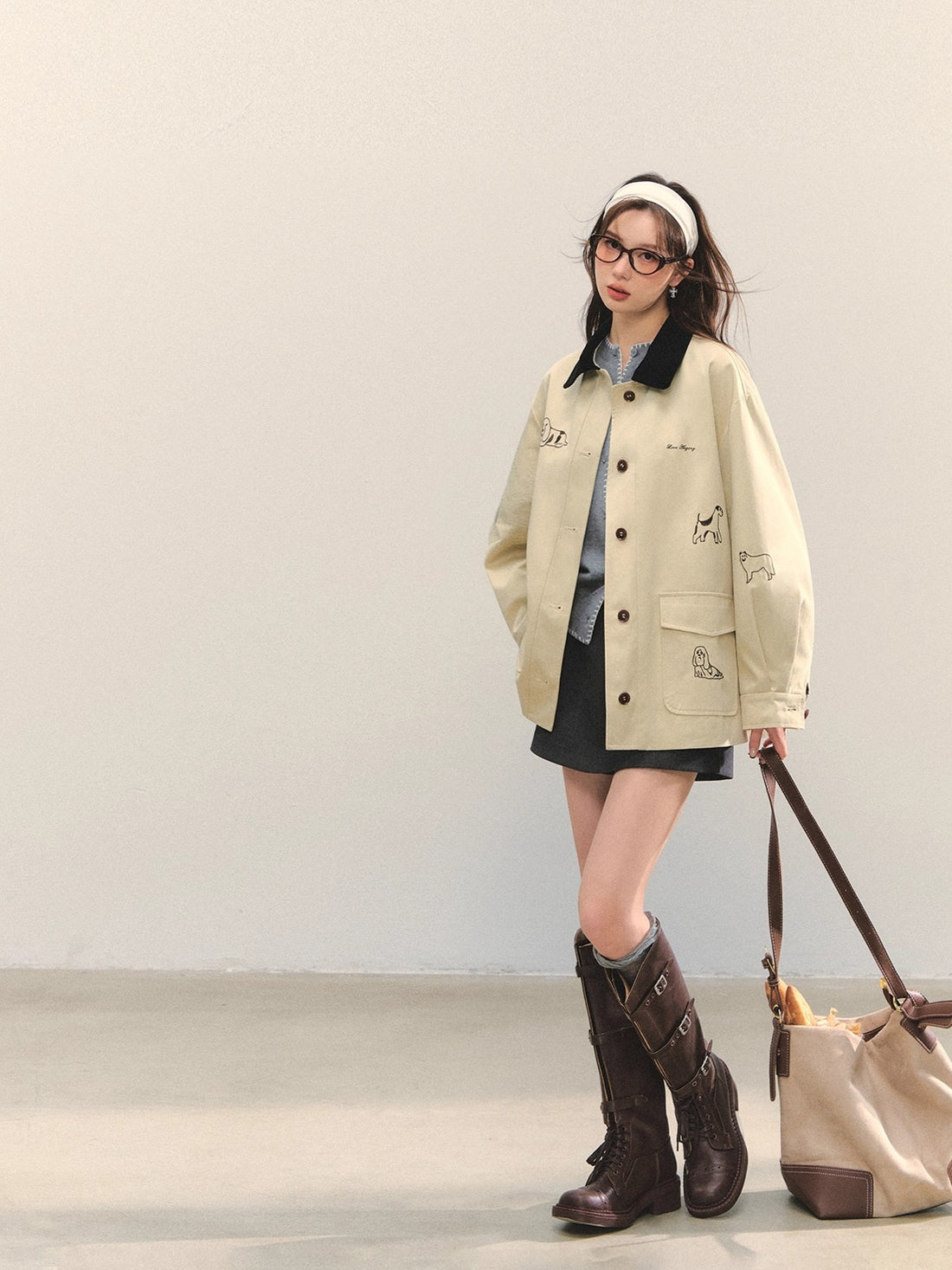 Barn Style Puppy Embroidery Jacket