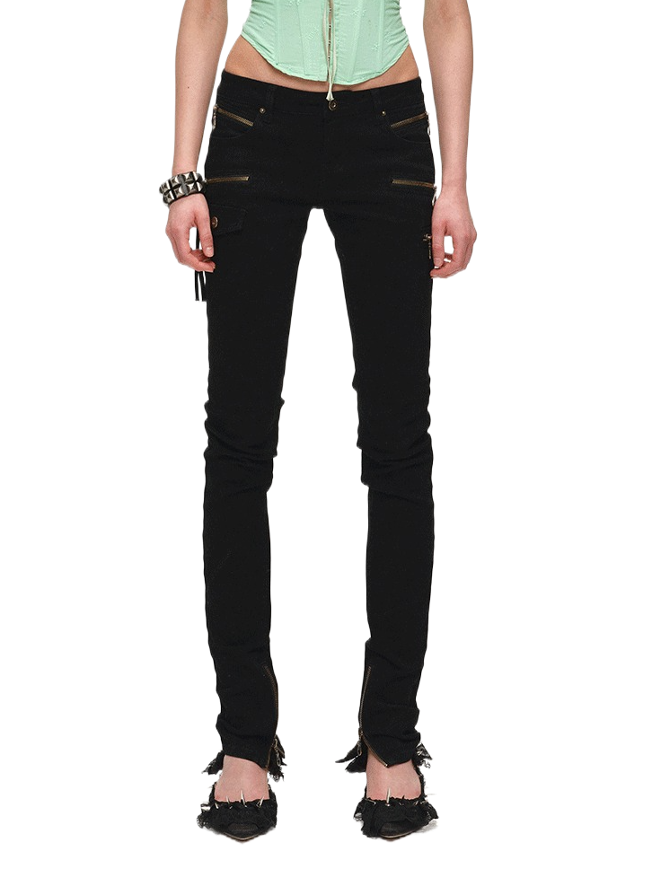 Vintage Washed Zip-Detail Skinny Jeans 1Jinn Studio