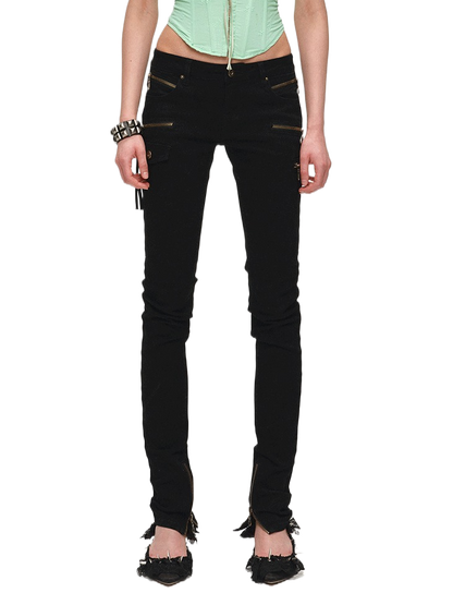 Vintage Washed Zip-Detail Skinny Jeans 1Jinn Studio