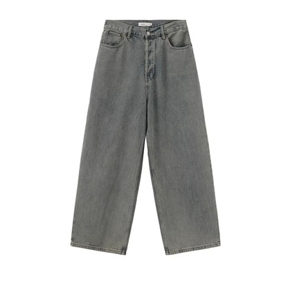 Washed Relaxed Low-Rise Wide-Leg Jeans