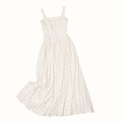 Vintage French Lace Cotton Floral Maxi Dress