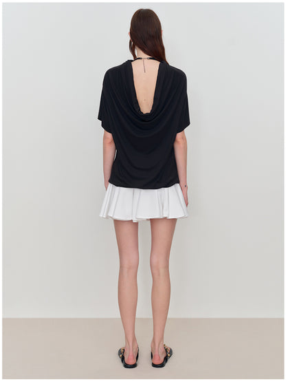Slant One-Shoulder Swing Neck T-Shirt
