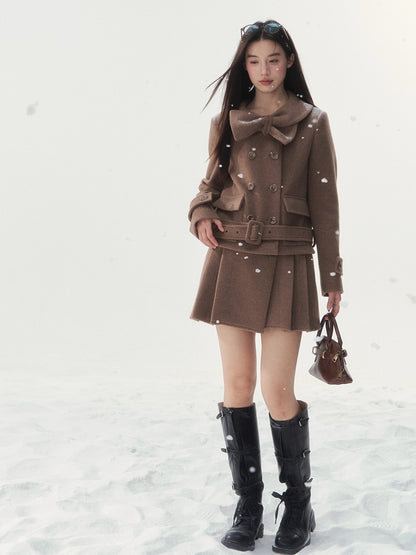 Vintage Double-Breasted Chestnut-Warm Jacket