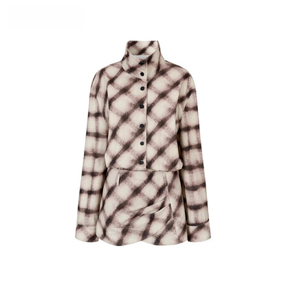 Plaid Irregular Hem Cotton Shirt Dress