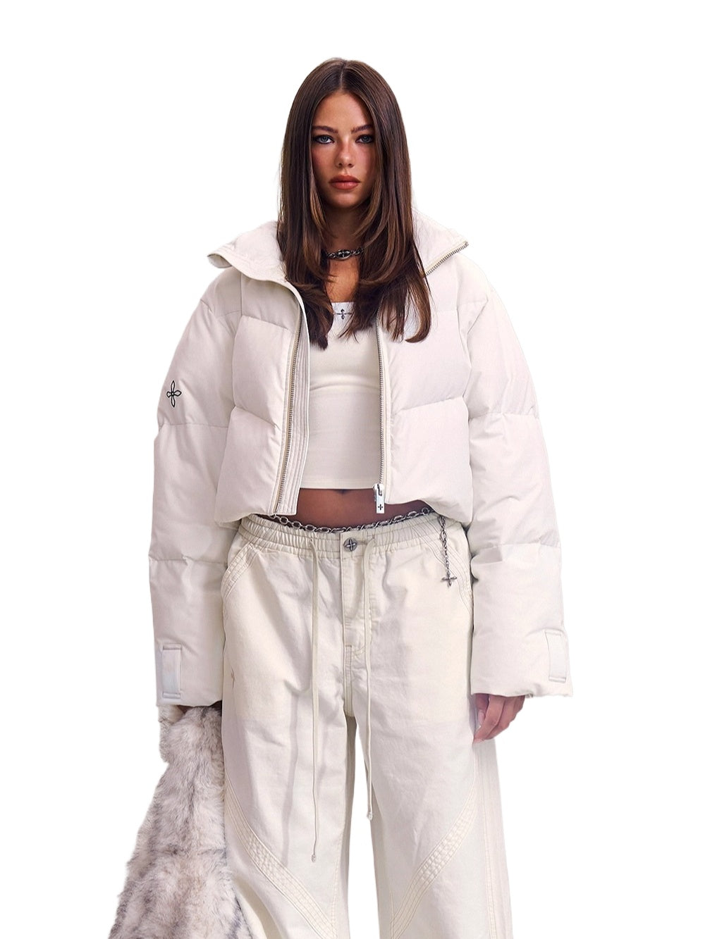 Sculpted Cross Cropped Down Jacket