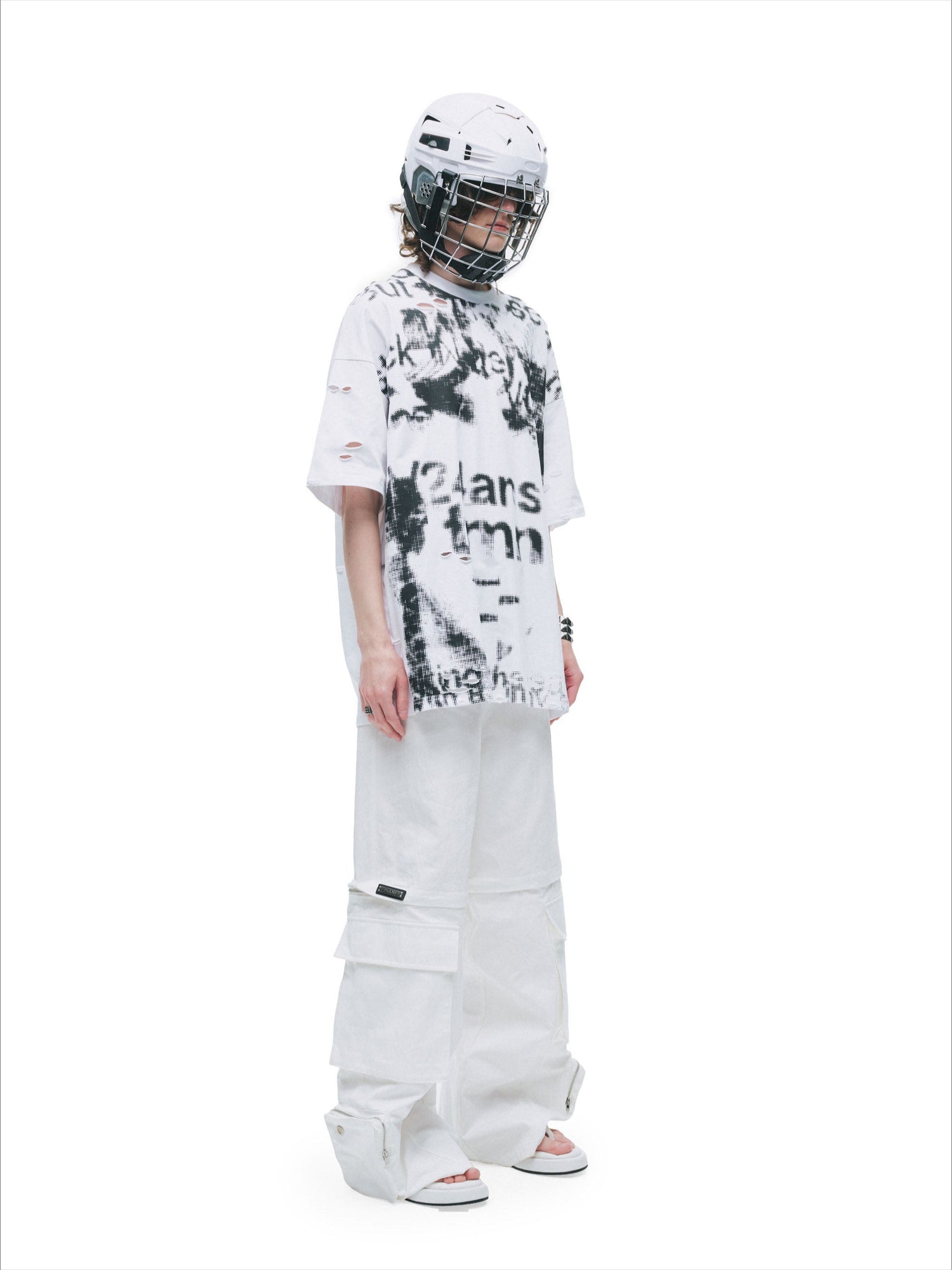 Distressed Laser-Burn Graphic Oversized T-Shirt