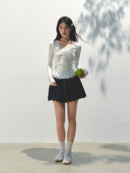 Embroidered Elastic Waist Skirt - CHINASQUAD
