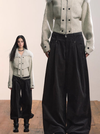 Corduroy Pleated Relaxed Trousers