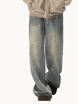 Washed Cotton Straight-Leg Jeans