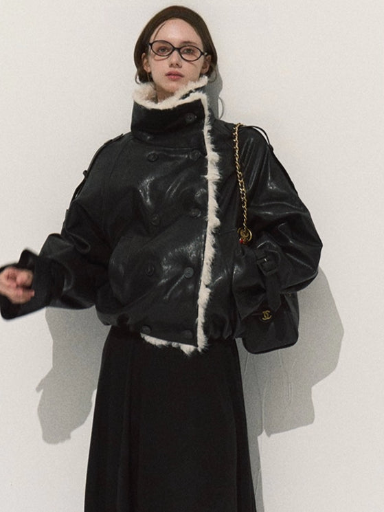 Double-Breasted Short Trench Jacket