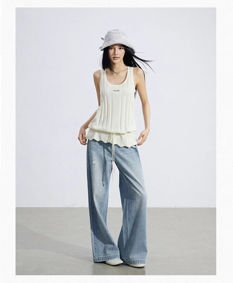 Drawstring Ruched Knit Tank Top