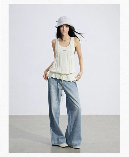 Drawstring Ruched Knit Tank Top
