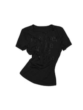 Floral Letter V-Neck Hidden Zip Hot-Fix T-Shirt - CHINASQUAD