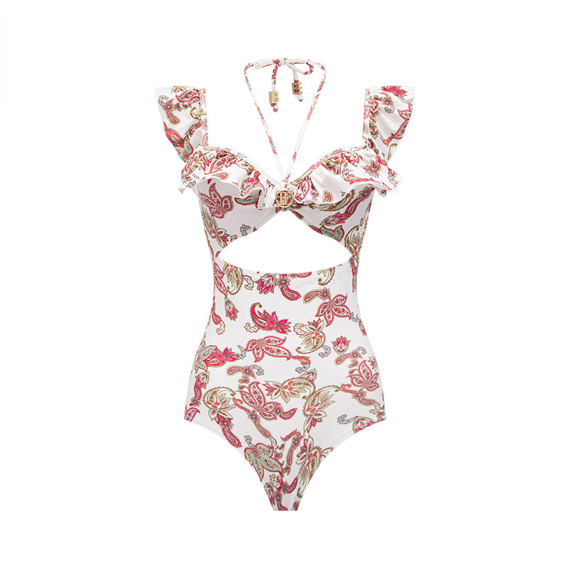 Floral Halterneck Triangle One-piece Swimsuit