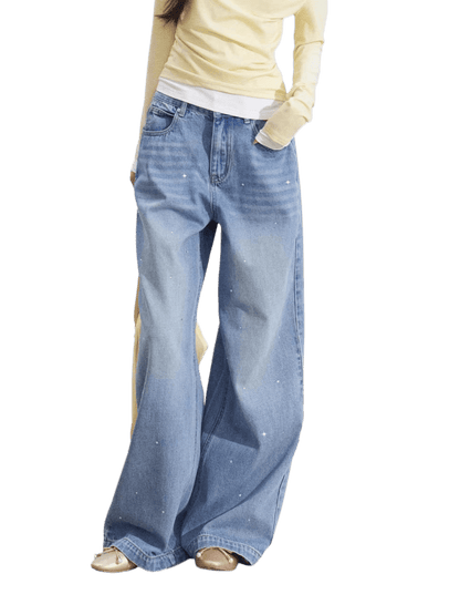 Heart Stud Wide-Leg Jeans